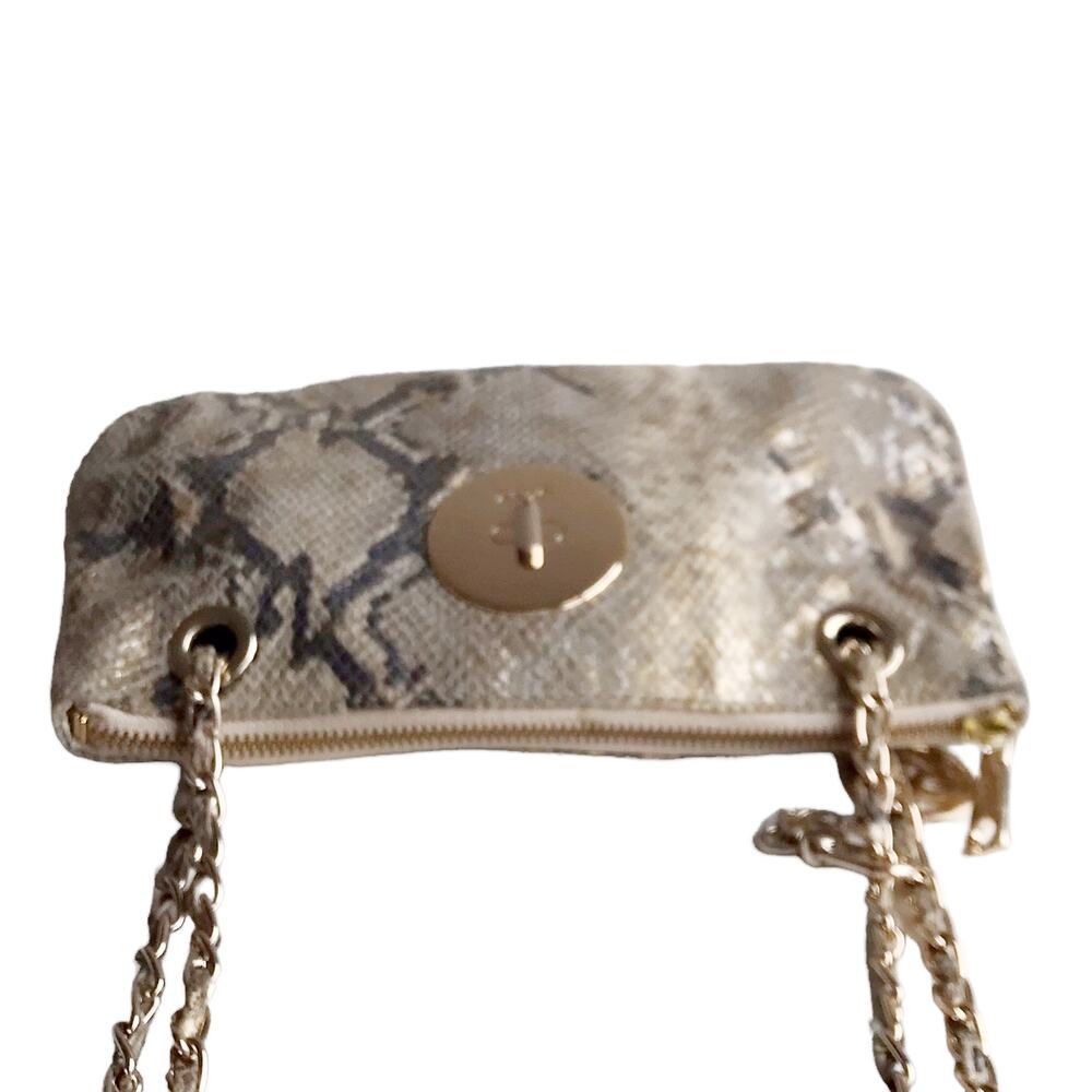 DKNY Snakeskin Chain Strap Shoulder Bag Convertible Zip Top Metallic Going Out - Picture 13 of 16